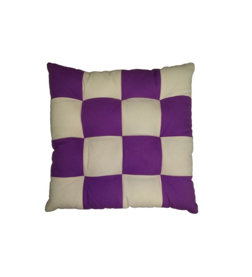 Cotton Blended Solid Chair Cushions (Purple & Beige, Size: 16x16 In)