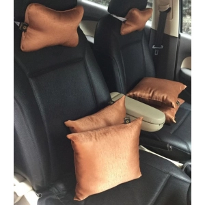 Generic Pack Of_6 Polyester Solid Car Pillow Sets (Brown, Size: 12x12 In)