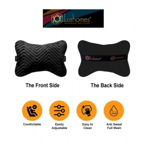 Generic Pack Of_2 Velvet zig zag Bone Neck Pillow (Black, Size: 6x10 In)