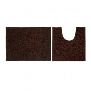 Generic Polyester Knitted Bathmats Sets (Dark Brown, Size: 20x30 In)