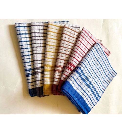 Pack Of_6 Cotton Checkered Kitchen Towel Sets (Multicolor, Size: 18x28 In)