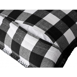 Generic Pack Of_2 Cotton Checkered Cushion Cover With Blanket Stitch (Black & White, Size: 18x18 In)