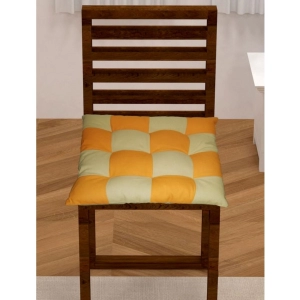 Generic Cotton Blended Solid Chair Cushions (Mustard & Beige, Size: 16x16 In)