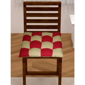 Generic Cotton Blended Solid Chair Cushions (Red & Beige, Size: 16x16 In)