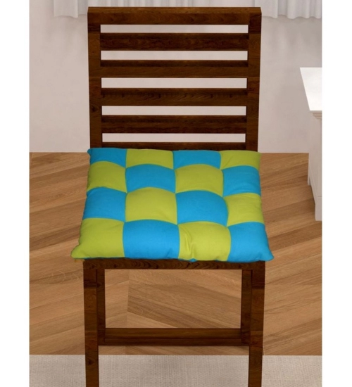 Cotton Blended Solid Chair Cushions (Rama & Green, Size: 16x16 In)