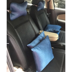 Generic Pack Of_6 Polyester Solid Car Pillow Sets (Navy Blue, Size: 12x12 In)