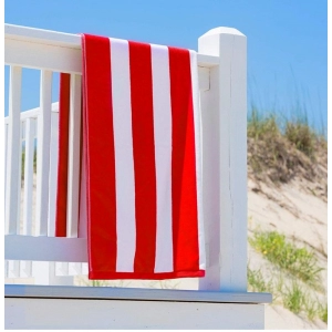 Generic Cotton Striped Bath Towels (Red & White, Size: 36x71 In)