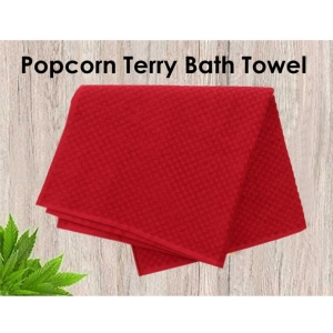 Generic Cotton Popcorn Weave Bath Towels (Red)