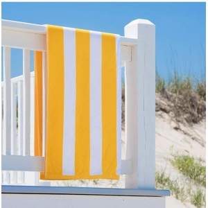 Generic Cotton Solid Bath Towels (Yellow & White, Size: 36x71 In)