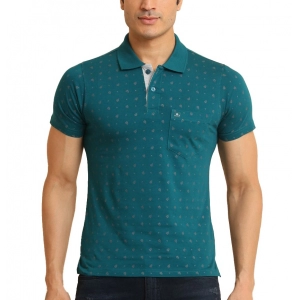 Generic Men's Casual Cotton Printed Polo Neck Half Sleeve T-Shirt (Green)