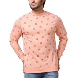 Generic Men's Casual Cotton Printed Round Neck Full Sleeve Sweat T-Shirt (Peach)