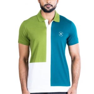 Generic Men's Casual Cotton Printed Polo Neck Half Sleeve T-Shirt (Multicolor)