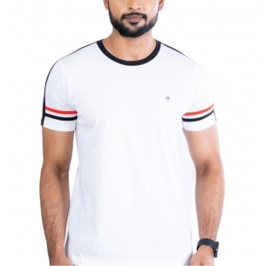 Generic Men's Casual Cotton Printed Round Neck Half Sleeve T-Shirt (White)