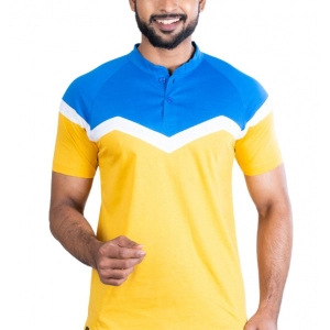 Generic Men's Casual Cotton Printed Polo Neck Half Sleeve T-Shirt (Yellow)