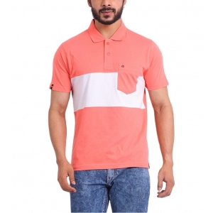 Generic Men's Casual Cotton Printed Polo Neck Half Sleeve T-Shirt (Pink)