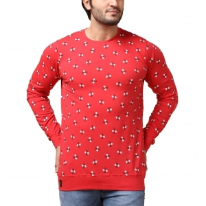 Generic Men's Casual Cotton Printed Round Neck Full Sleeve T-Shirt (Red)