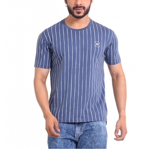 Generic Men's Casual Cotton Printed Round Neck Half Sleeve T-Shirt (Blue)