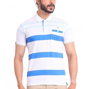 Generic Men's Casual Cotton Printed Polo Neck Half Sleeve T-Shirt (White)