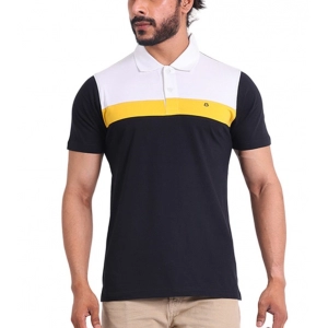 Generic Men's Casual Cotton Printed Polo Neck Half Sleeve T-Shirt (Black)