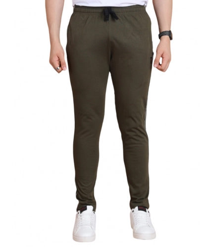 Men's Casual Cotton Striped Full Length Track Pant (olive)