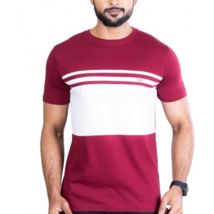 Generic Men's Casual Cotton Printed Round Neck Half Sleeve T-Shirt (Maroon)