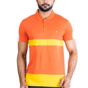 Generic Men's Casual Cotton Printed Polo Neck Half Sleeve T-Shirt (Brown)