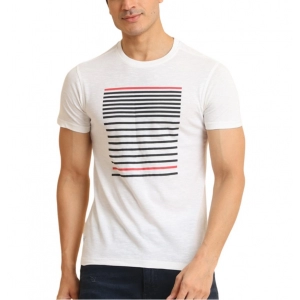 Generic Men's Casual Cotton Printed Round Neck Half Sleeve T-Shirt (White)