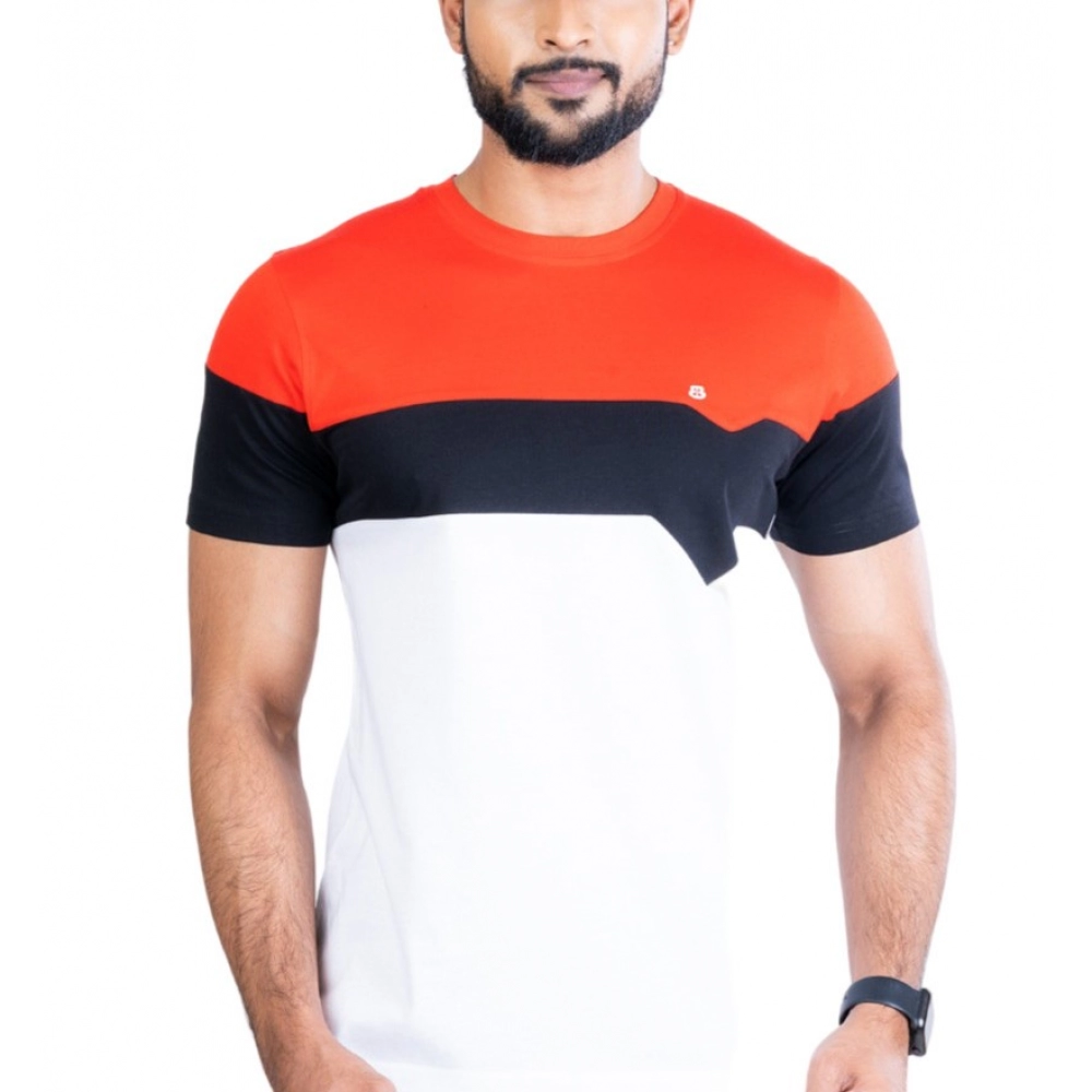 Generic Men's Casual Cotton Printed Round Neck Half Sleeve T-Shirt (Red)