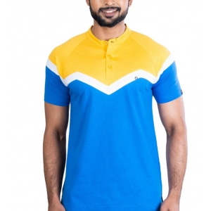 Generic Men's Casual Cotton Printed Polo Neck Half Sleeve T-Shirt (Inkblue)