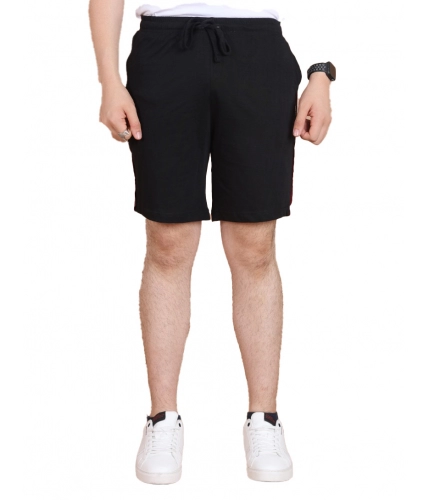 Men's Casual Cotton Striped Above knee Shorts (Black)