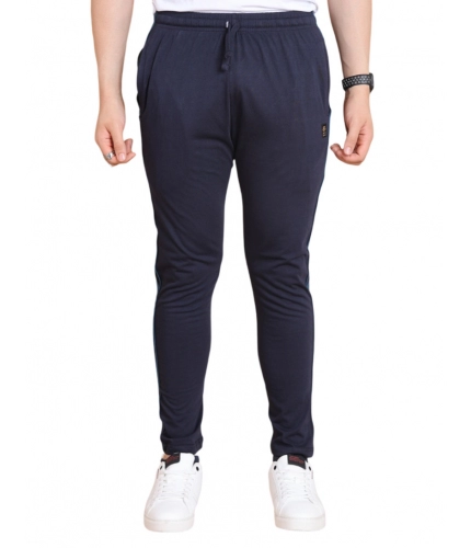 Men's Casual Cotton Striped Full Length Track Pant (Navy)