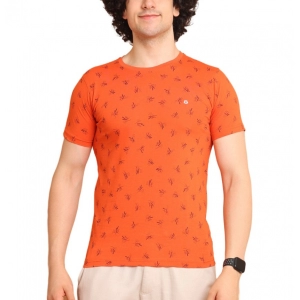 Generic Men's Casual Cotton Printed Round Neck Half Sleeve T-Shirt (Rust)