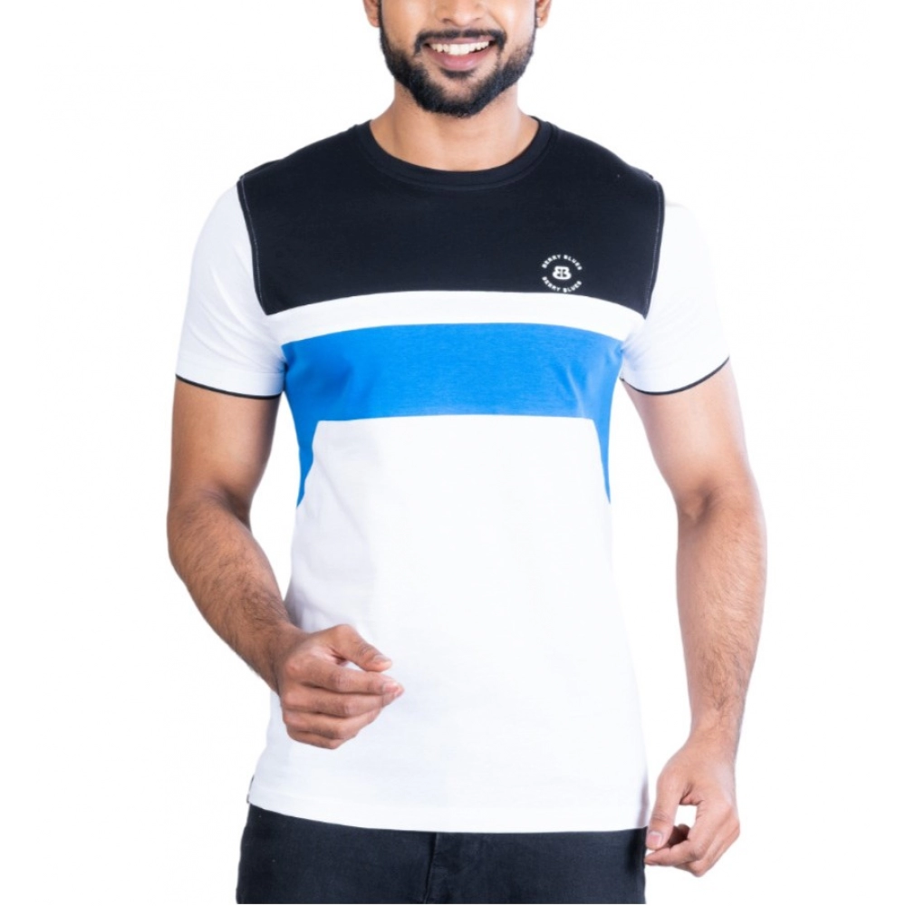 Generic Men's Casual Cotton Printed Round Neck Half Sleeve T-Shirt (Black)