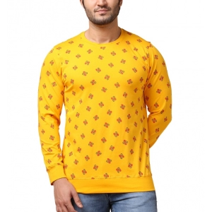 Generic Men's Casual Cotton Printed Round Neck Full Sleeve T-Shirt (Mustard)