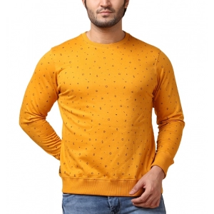 Generic Men's Casual Cotton Printed Round Neck Full Sleeve Sweat T-Shirt (Mustard)