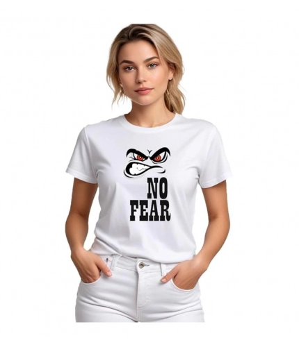 Women's Polyester Solid Printed Round Neck Half Sleeve T-shirt (White)