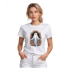 Dropship Women's Polyester Solid Printed Round Neck Half Sleeve T-shirt (White)