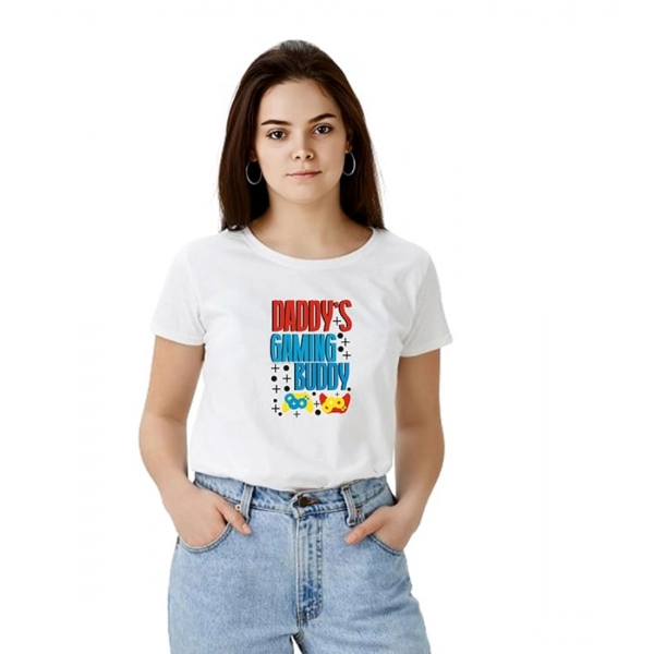 Dropship Women's Polyester Solid Printed Round Neck Half Sleeve T-shirt (White)