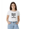 Women's Polyester Solid Printed Round Neck Half Sleeve T-shirt (White)