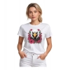 Dropship Women's Polyester Solid Printed Round Neck Half Sleeve T-shirt (White)