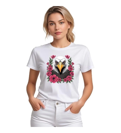 Women's Polyester Solid Printed Round Neck Half Sleeve T-shirt (White)