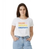 Dropship Women's Polyester Solid Printed Round Neck Half Sleeve T-shirt (White)