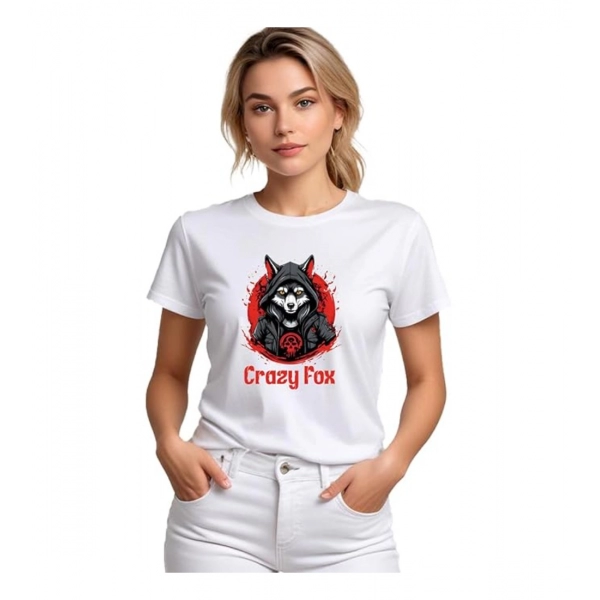 Dropship Women's Polyester Solid Printed Round Neck Half Sleeve T-shirt (White)