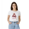 Dropship Women's Polyester Solid Printed Round Neck Half Sleeve T-shirt (White)