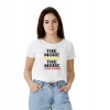 Dropship Women's Polyester Solid Printed Round Neck Half Sleeve T-shirt (White)