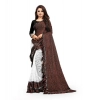 Women's Silk With Mirror Lace Solid Saree With Unstitched Blouse (Brown, 5-5 Mtrs)
