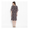 Dropship Women's Polyester Floral Short Sleeve Knee-Length Dress (Black - Multicolor)