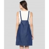 Dropship Women's Denim Solid Shoulder Straps Above Knee Dress (Blue)