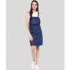 Dropship Women's Denim Solid Shoulder Straps Above Knee Dress (Blue)