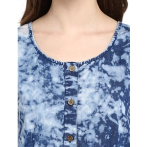 Generic Women's Denim Tie & Dye Sleeveless Above Knee Dress (Blue)